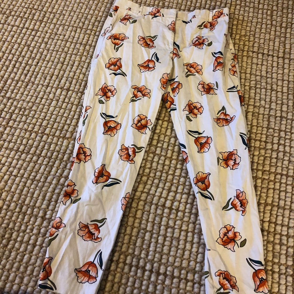River island white and orange floral pants